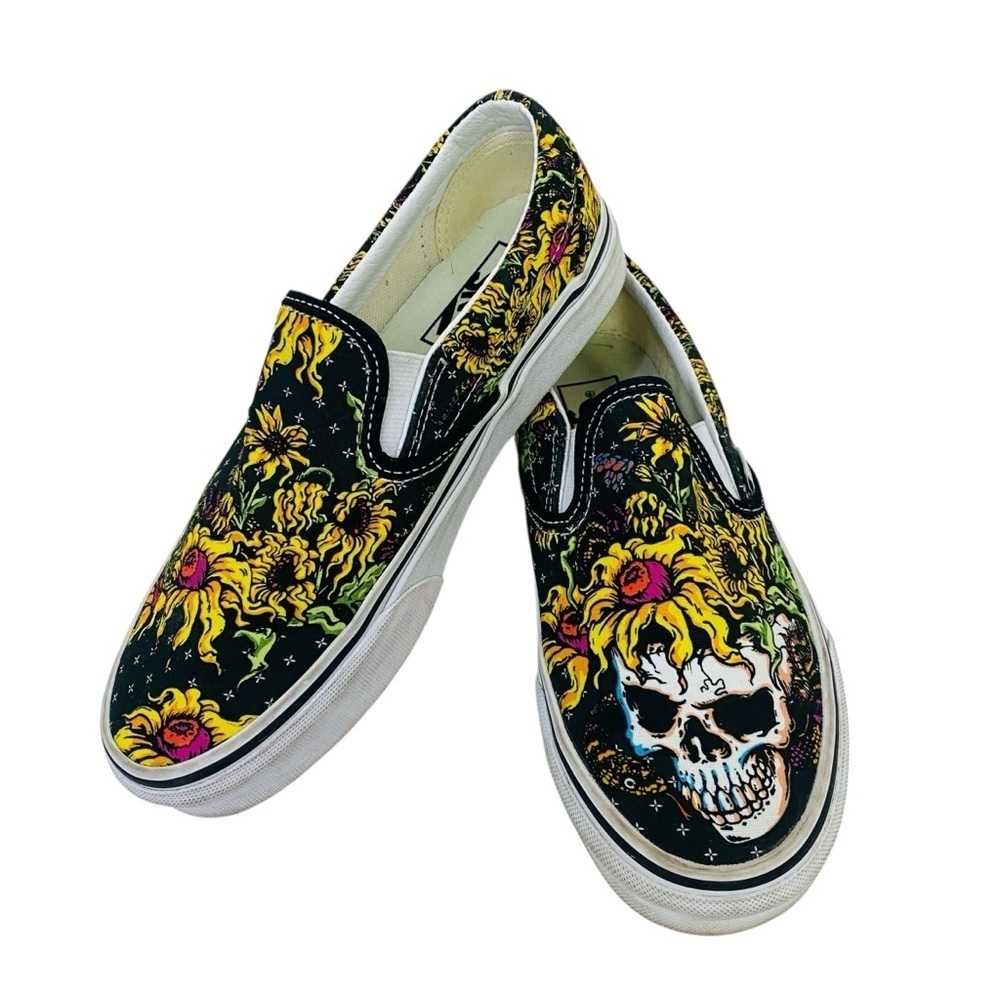Vans Classic Beauty Skull Slip On Sneakers Size M/5 W/6.5 - Picture 2 of 6